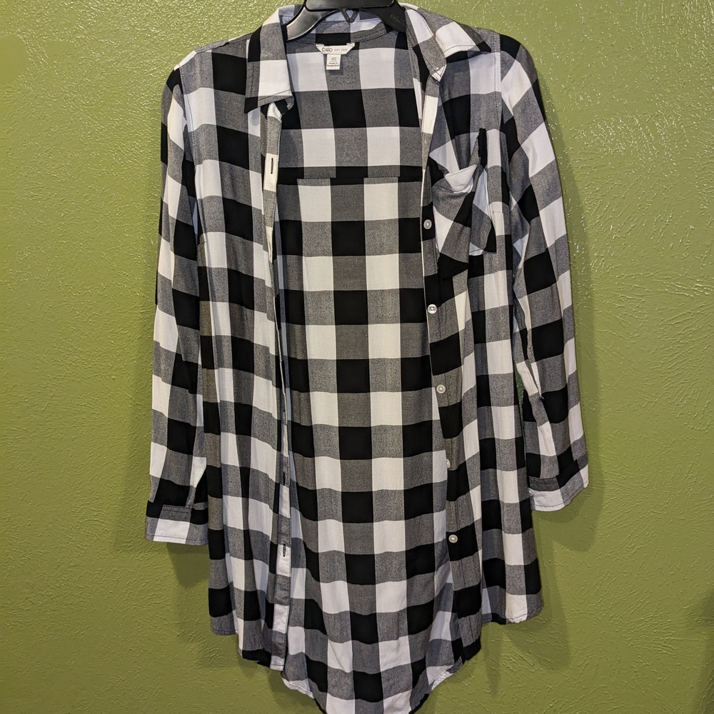 Black and White Checkered Button-Up Shirt